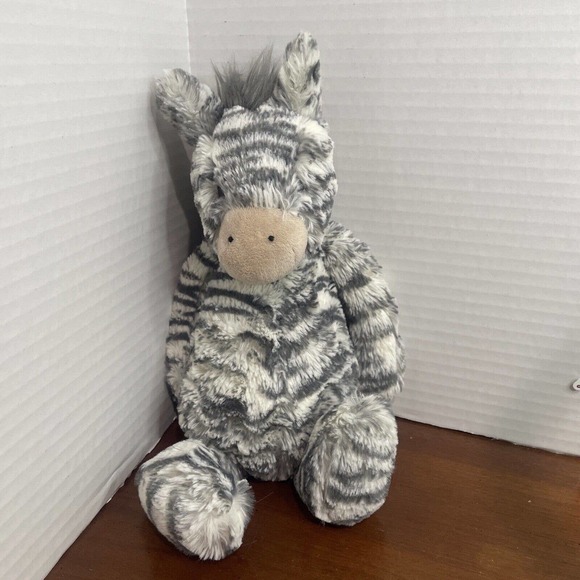 Jellycat Other Jellycat Bashful Zebra Soft Gray White Stripes Furry
